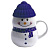 Кружка SNOWMAN с крышкой, белый с синим, 380мл, фарфор, силикон