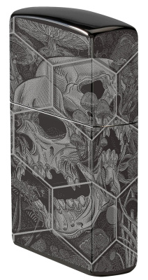 Зажигалка ZIPPO Mushroom Skulls с покрытием High Polish Black, латунь/сталь, черная, глянцевая, 38x13x57 мм