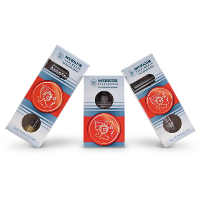 Станок Т-образный для бритья MERKUR 500 PROGRESS, глянцевое хромированное покрытие, прямой срез, закрытый гребень, лезвие в комплекте (1 шт)