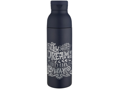 Illuminate бутылка для воды объемом 650 мл из переработанной нержавеющей стали RCS с двойными стенками и набором из 3 крышек - Синий Navy