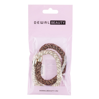 Резинки для волос Dewal Beauty, цвет золотой/коричневый (2 шт.)
