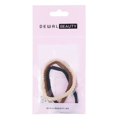 Резинки для волос Dewal Beauty, цвет бежевый/коричневый/черный (3шт.)
