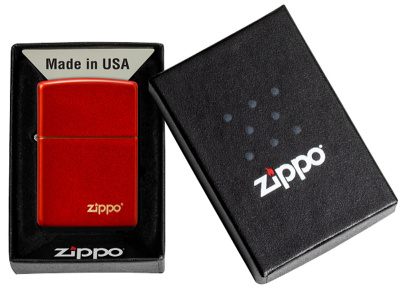 Зажигалка ZIPPO Classic с покрытием Metallic Red, латунь/сталь, красная, матовая, 38x13x57 мм
