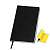 Бизнес-блокнот FUNKY, 130*210 мм, черный, желтый форзац, мягкая обложка, в линейку