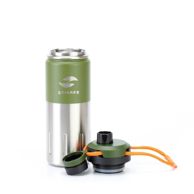 Термобутылка Stinger, 0,5 л, сталь/пластик, "зеленый мох", 7,5 х 23,1 см
