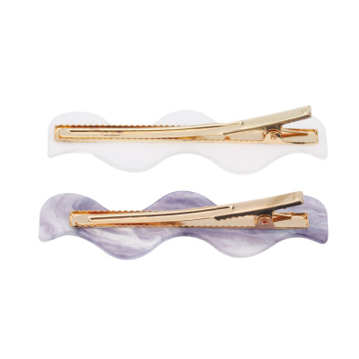 Заколка для волос Dewal Beauty 2 шт/ уп., цвет сиреневый/белый