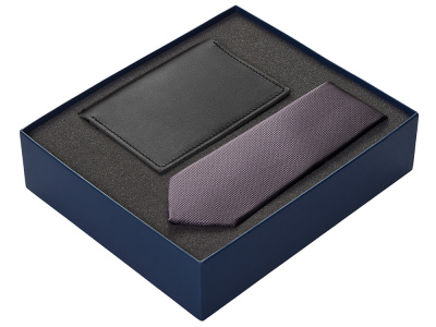 Подарочный набор Long River: обложка для паспорта, галстук (без лого Long River), синяя коробка , размер Без лого