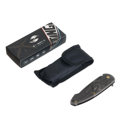 Нож складной Stinger, 82,5 мм (тёмно-серый), материал рукояти: сталь (тёмно-серый)