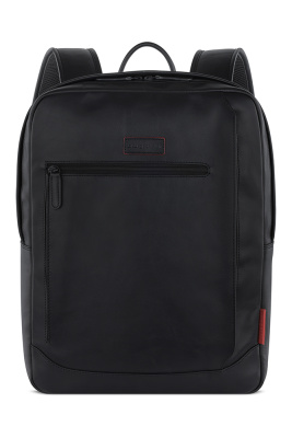 Рюкзак мужской BUGATTI КЛАРК | CLARK, чёрный, воловья кожа/полиэстер, 30х10х40 см, 12 л