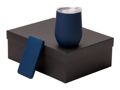 Подарочный набор с термокружкой и повербанком С2, 10000 mAh, темно-синий , размер 10000 mAh