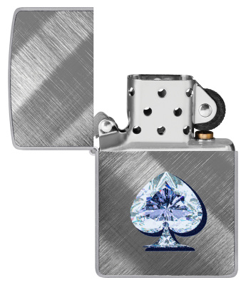 Зажигалка ZIPPO Gleaming Spade Design с покрытием Diagonal Weave, латунь/сталь, серебристая, матовая, 38x13x57 мм