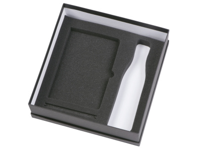 Подарочный набор c блокнотом C1, ручкой и термобутылкой, серый , размер гибкая обложка