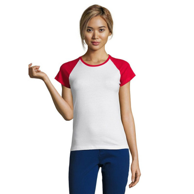 Футболка "Milky", белый с красным_S, 100% х/б, 150 г/м2