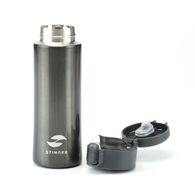 Термокружка Stinger, 0,35 л, сталь/пластик, чёрный глянцевый, 8,4 x 7 x 21,2 см