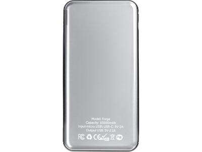 Внешний аккумулятор Forge v.2, металл, 10000mah, серебристый