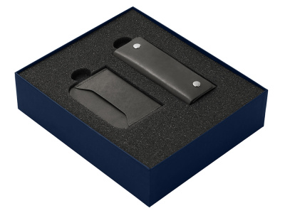 Подарочный набор Long River: картхолдер, ключница (без лого Long River), синяя коробка , размер Без лого