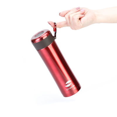 Термокружка Stinger, 0,42 л, сталь/пластик, красный глянцевый, 7,5 х 6,9 х 22,2 см