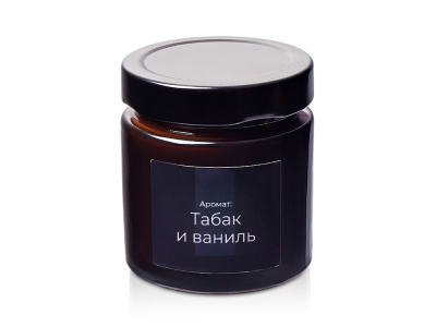 Свеча в стеклянной коричневой банке 200мл, аромат Табак и ваниль, фитиль деревянный