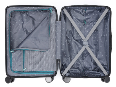 Чемодан TORBER ОНЕГА, зелёный, ABS-пластик, 59,5 х 39,5 х 24 см, 46 л , размер S