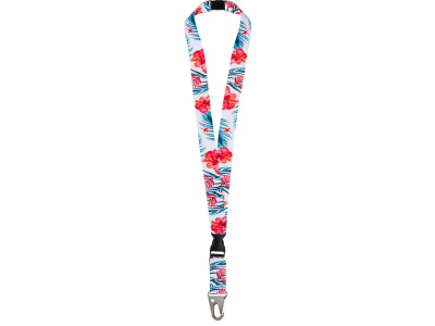 Ланъярд 2,5 см под сублимацию с большим карабином, межуровневым замком и замком обрыва