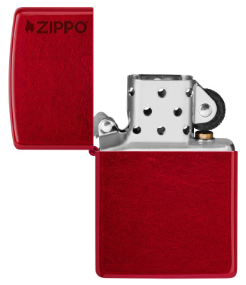 Зажигалка ZIPPO Logo с покрытием Candy Apple Red™, латунь/сталь, красная, глянцевая, 38x13x57 мм