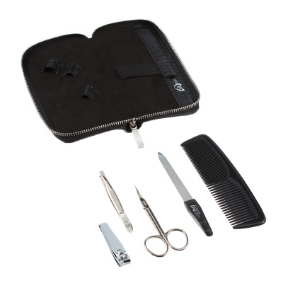 Маникюрный набор GD, 5 пр.(мужской дорожный набор). Футляр: искусственная кожа, цвет черный