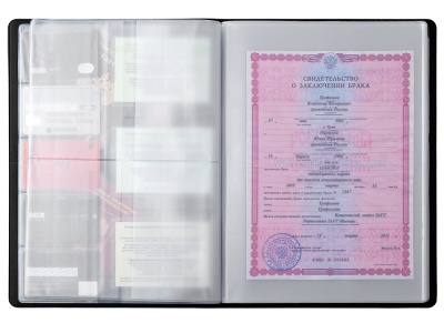 Органайзер Favor 2.0 для семейных документов на 4 комплекта документов, формат А4, черный