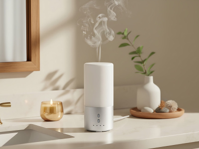 Увлажнитель воздуха с подсветкой Breathe, белый/серебристый