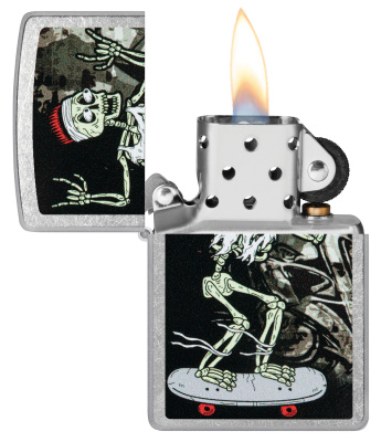 Зажигалка ZIPPO Skateboard Design с покрытием Street Chrome, латунь/сталь, серебристая, 38x13x57 мм