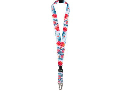 Ланъярд 2,5 см под сублимацию с большим карабином, межуровневым замком и замком обрыва