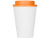 Пластиковый стакан Take away с двойными стенками и крышкой с силиконовым клапаном, 350 мл, белый/оранжевый