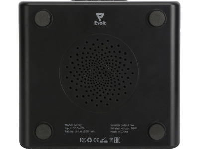 Беспроводная колонка с часами и функцией беспроводной зарядки Sentry, черный (P)