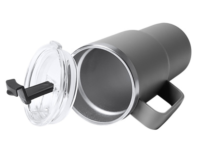 Термокружка Кенчер с двойными стенками из нержавеющей стали 304 и полипропилена, серый