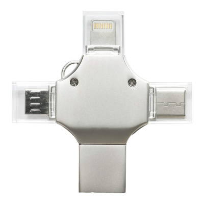 Флешка XENON 4в1 Серебристая 4444.06.64ГБ3.0