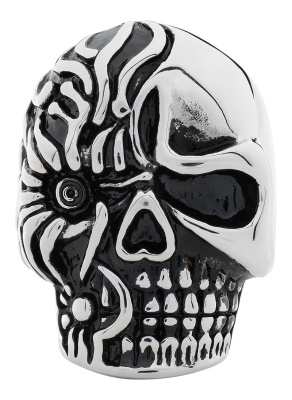 Кольцо ZIPPO, серебристое, в форме черепа, нержавеющая сталь, 2,3x3,3x0,5 см, диаметр 19,7 мм