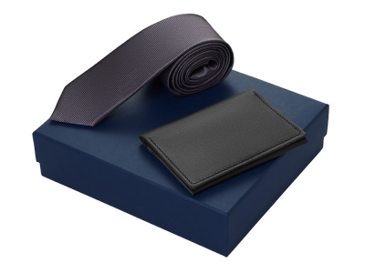 Подарочный набор Long River: обложка для паспорта, галстук (без лого Long River), синяя коробка , размер Без лого