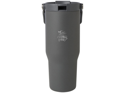 Термостакан Bronx/Бронкс объемом 900 мл из меди и переработанной нержавеющей стали, сертифицированной по стандарту RCS, с вакуумной изоляцией и крышкой с двойной функцией - Серый