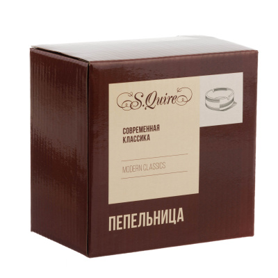 Пепельница S.Quire круглая, сталь, покрытие хром, зелен. краска, черная, с черной ручкой, 120 мм