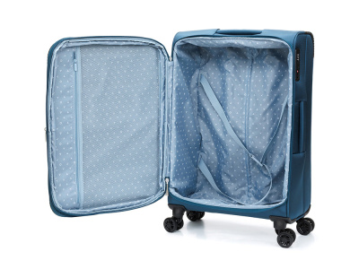 Чемодан TORBER ВИВИ, синий, полиэстер, 44 х 25 х 67 см, 63 л , размер M