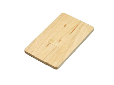 Флешка в виде деревянной карточки с выдвижным механизмом, 32 Гб, натуральный , размер 32ГБ