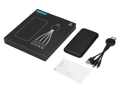 Набор из внешнего акуумулятора и универсального кабеля с подсветкой лого Reserve LED, 10000mAh, черный