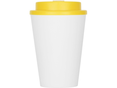 Пластиковый стакан Take away с двойными стенками и крышкой с силиконовым клапаном, 350 мл, белый/желтый
