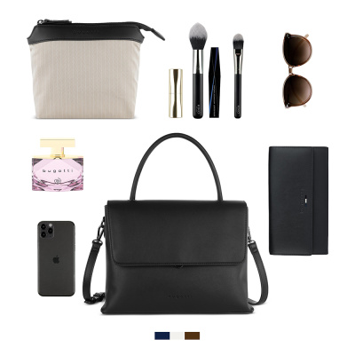 Сумка женская BUGATTI ИЛЬВА | ILVA, черная, полиуретан, 30,5х14х24,5 см