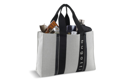 Сумка-шопер женская BUGATTI АМБРА | AMBRA, серо-черный цвет, хлопок/полиэстер, 45х14х32 см