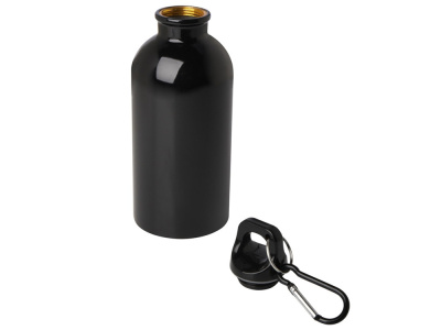 Одностенная бутылка для воды с карабином Oregon, изготовленная из нержавеющей стали, сертифицированной по стандарту RCS, объемом 400 мл - сплошной черный , размер 400 мл