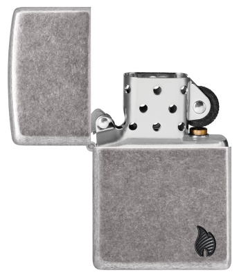 Зажигалка ZIPPO Armor® Flame c покрытием Antique Silver, латунь/сталь, серебристая, 38x13x57 мм