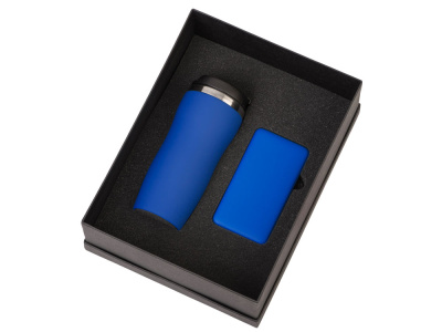 Подарочный набор c вакуумной термокружкой и повербанком С1, синий , размер 5000 mAh