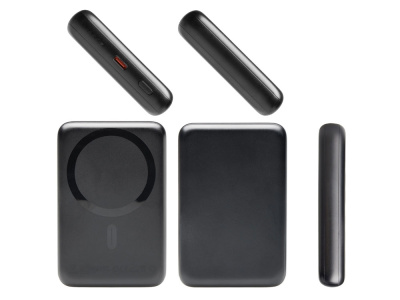 Магнитный внешний беспроводной аккумулятор Polarix, QC/PD, 10000 мАч, черный