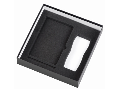 Подарочный набор с блокнотом С1, металлической ручкой и термокружкой, серый , размер гибкая обложка