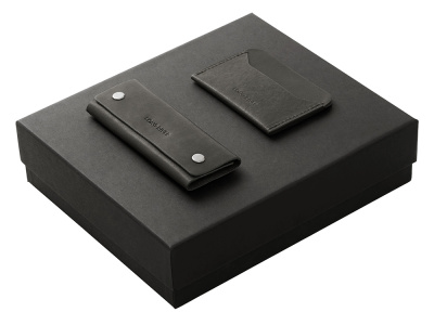 Подарочный набор Long River: картхолдер, ключница, черная коробка , размер С лого